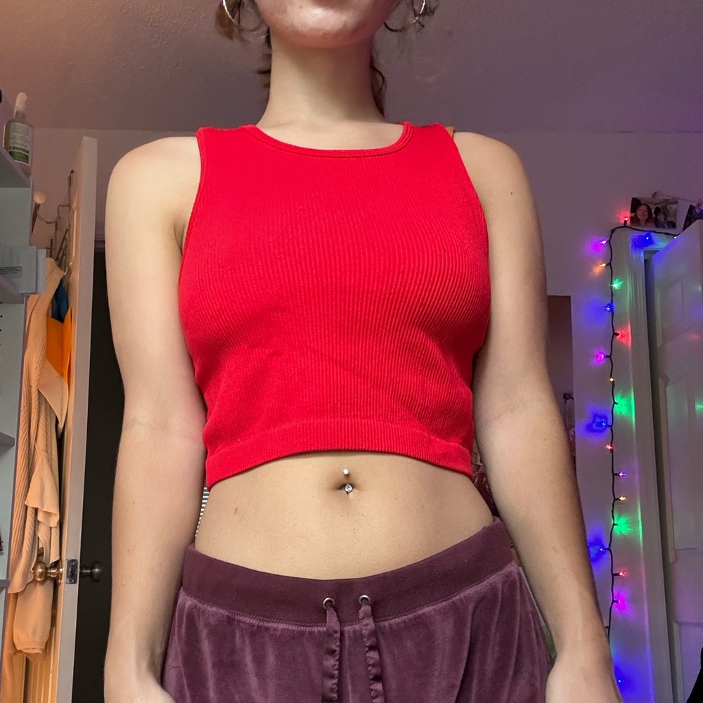 Red Cropped Tank Top